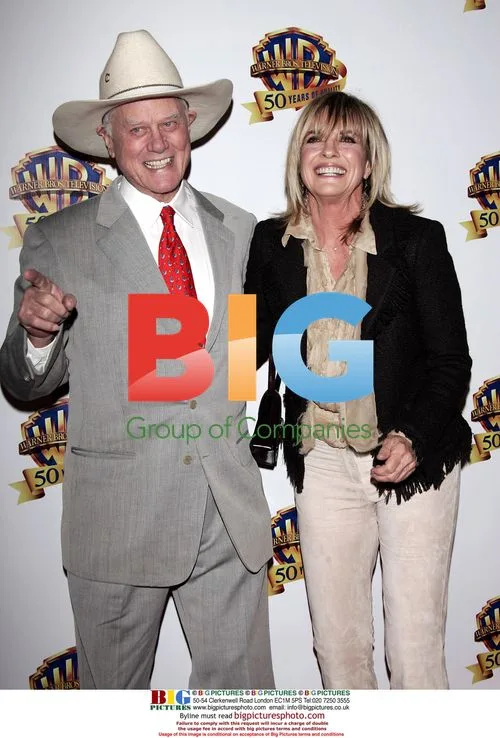 Larry Hagman and Linda Gray at WB TV 50th Anniversary