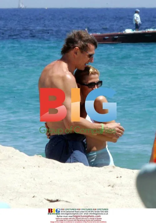 Liam Neeson and Natasha Richardson on Beach