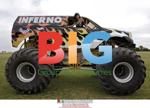 Model Jerri Bryne poses with 'Inferno' monster truck