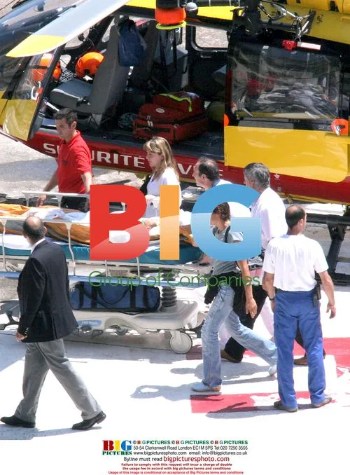 Pauline arrives at Princess Grace Heliport after accident