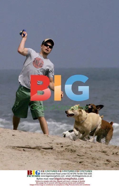 Leonardo DiCaprio walking dogs on Malibu beach