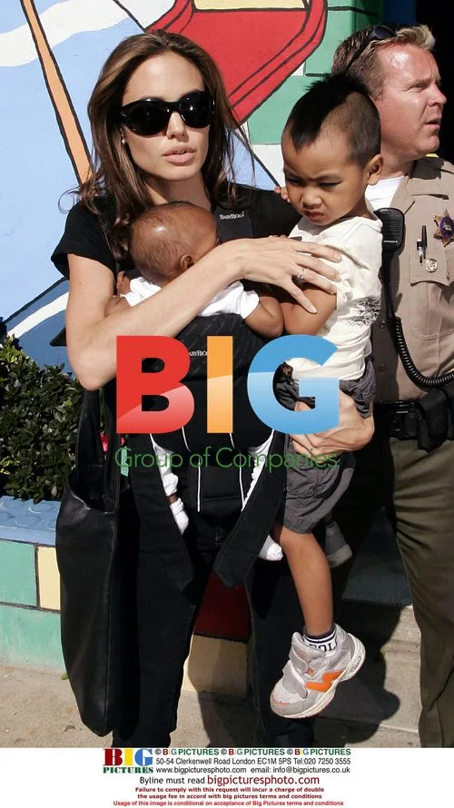 Angelina Jolie shopping with son and adopted daughter