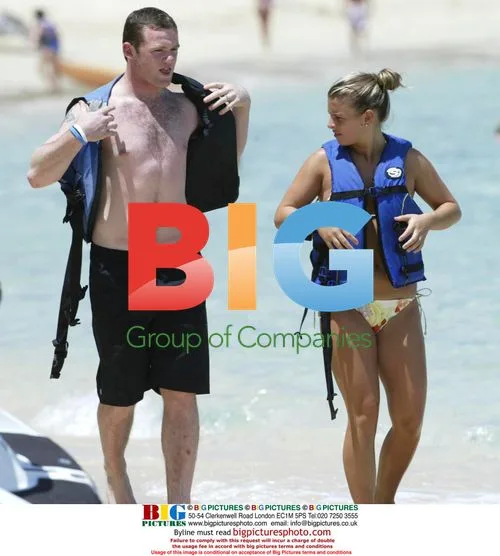 Wayne Rooney and Coleen McLoughlin on Caribbean beach