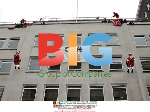 Fire and Rescue Servicemen Abseil Down The Kennel Club