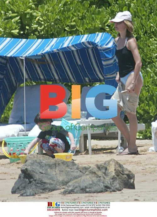 Calista Flockhart and son Liam on vacation