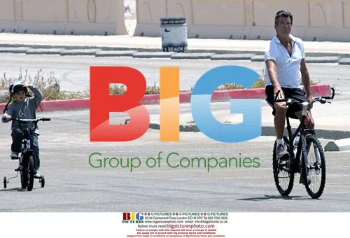 Pierce Brosnan Bicycling Lesson with Son