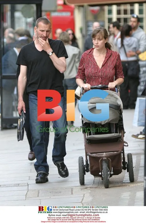 Christopher Eccleston and family out in London