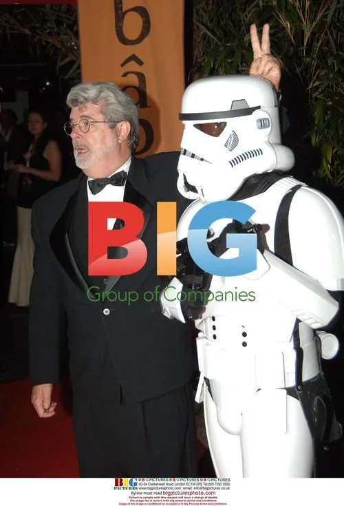 George Lucas and Stormtrooper at 'Star Wars III' Premiere