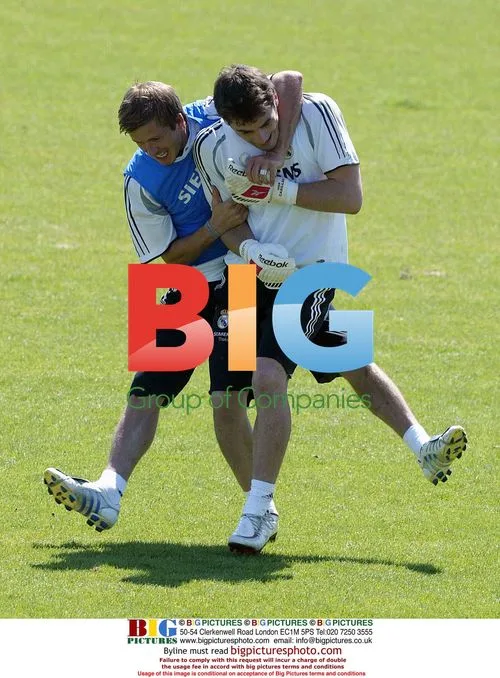 Beckham and Casillas play-fighting at Real Madrid training