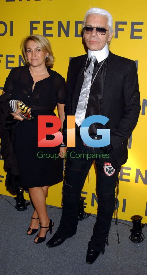 SYLVIA FENDI with KARL LAGERFELD at Fendi Store Opening