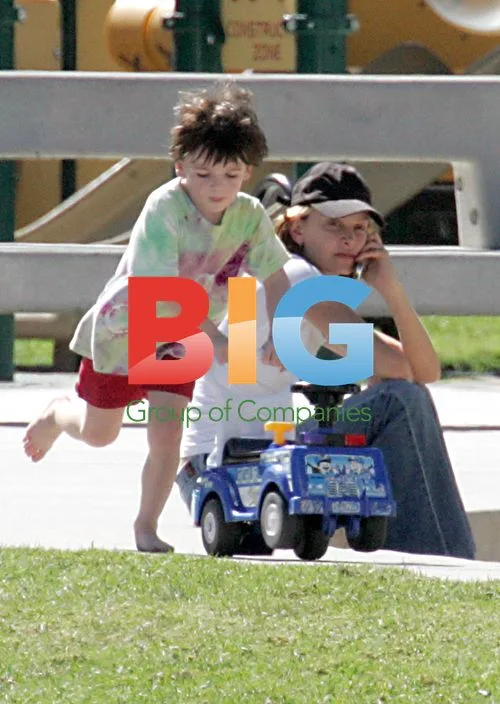 Calista Flockhart with son Liam in Brentwood