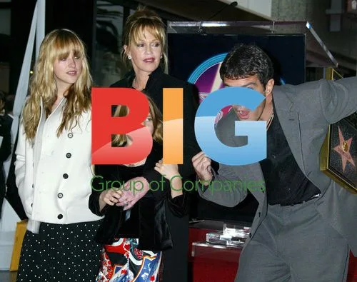 Melanie Griffith and daughters with Antonio Banderas at Walk of Fame