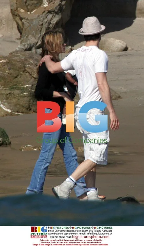 Pitt and Jolie with Kids at Beach