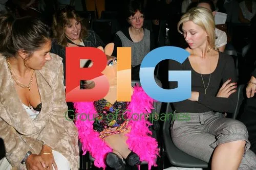 Tracey Emin, Miss Piggy and Margot Stilley at Julien McDonald London Fashion Week