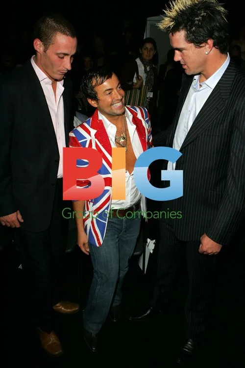 Kevin Pietersen and Simon Jones at Julien McDonald Fashion Show