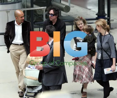 Tim Burton and Helena Bonham-Carter with son