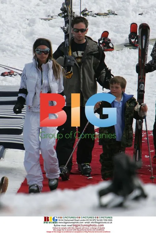 Victoria Beckham and Son Brooklyn on Ski Slope