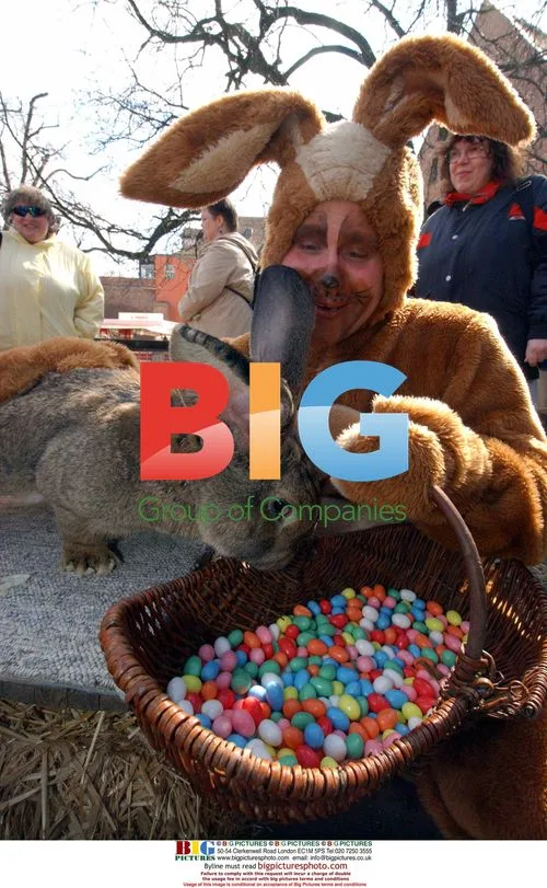 Giant Rabbit Rudi Rammler Prepares for Easter in Berlin