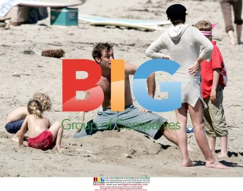 Jude Law and Family on California Beach