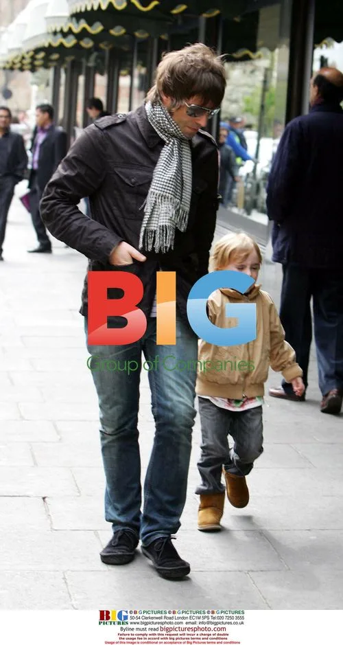 Liam Gallagher and son Lennon shopping at Harrods