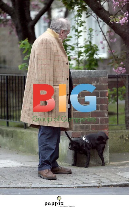 Sir Michael Gambon out with dog