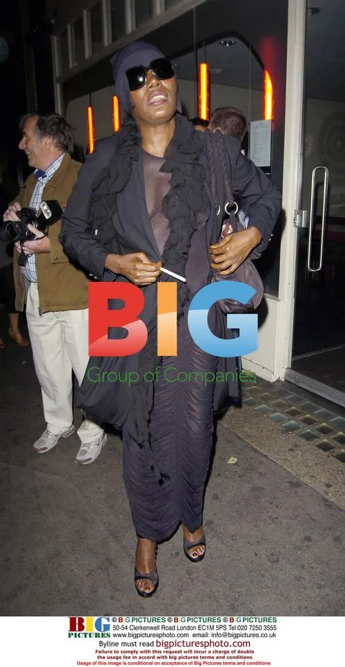 Singer Grace Jones leaves Piccadilly Theatre, London