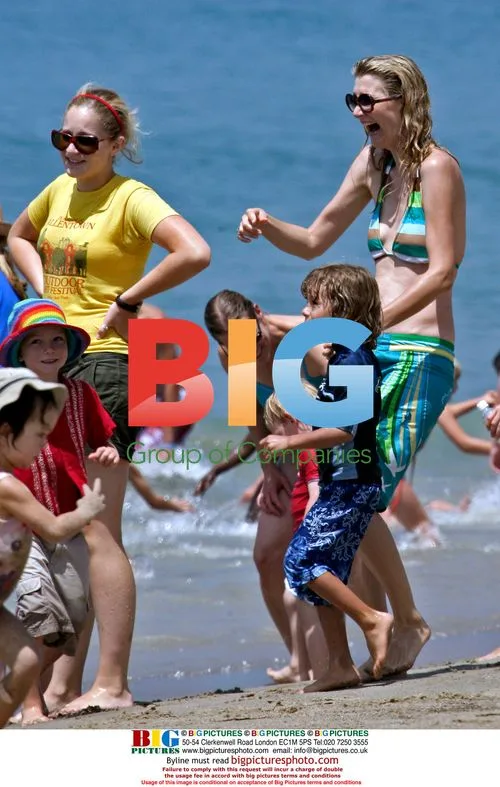 Laura Dern at the Beach with Son