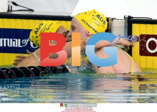 Stephanie Rice hugs Jessicah Shipper after 200m butterfly