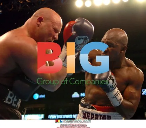 Evander Holyfield lands punch on Jeremy Bates