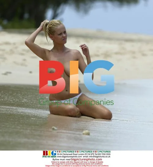 Malene Topless Swim in Caribbean