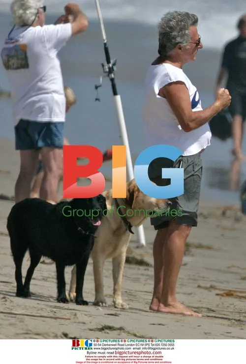 Dustin Hoffman Walks Dogs on Beach