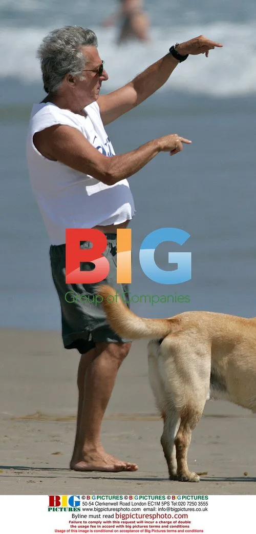 Dustin Hoffman Walks Dogs on Beach