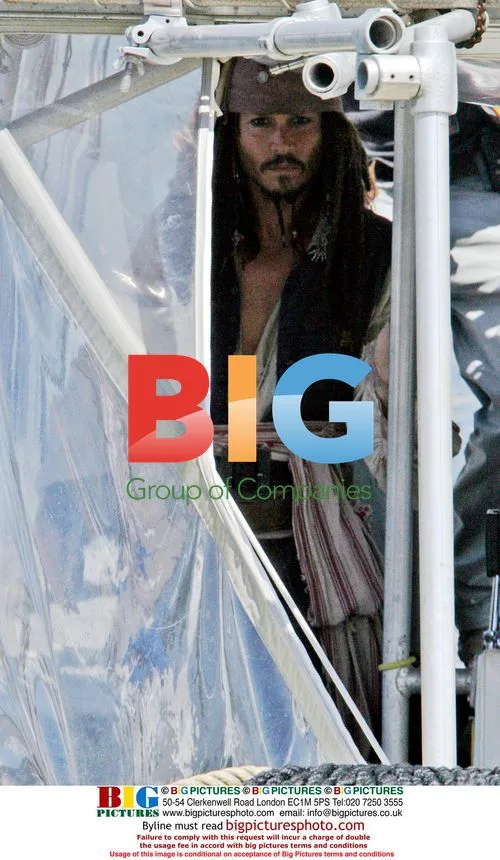 Johnny Depp as Captain Jack Sparrow on 'Pirates 3' set