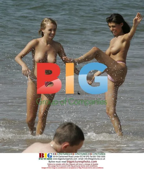 Glamour babes Hayley and Marie on the beach