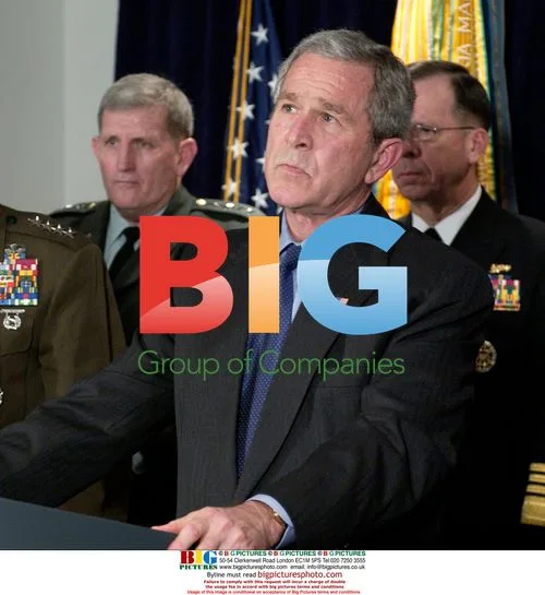 George Bush speaks to press after Iraq policy review