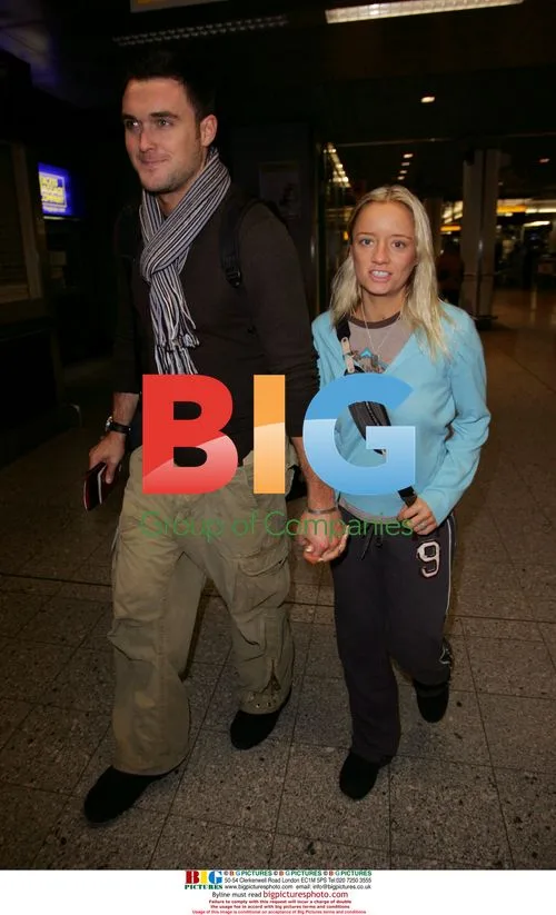 Lucy Davis and Owain Yeoman Leaving Heathrow