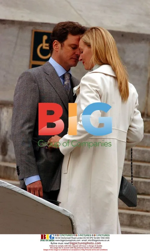 Uma Thurman and Colin Firth on Movie Set