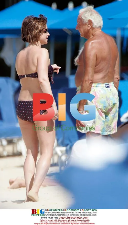 Emma Forbes and Micheal Winner on Barbados Beach