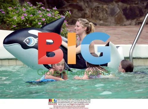 Abi Titmus has fun with inflatable Orca in Spain
