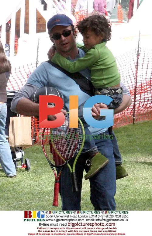 Hugh Jackman and Family at Park with Will Ferrell