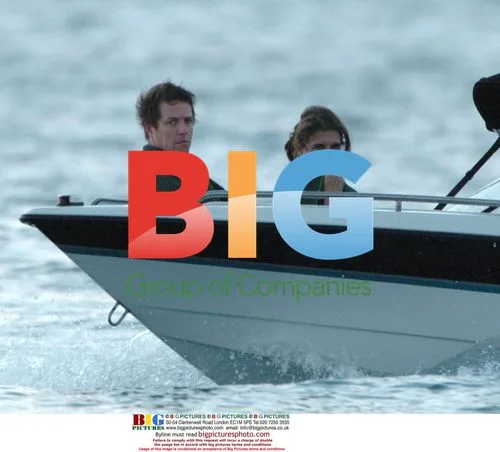 Hugh and Jemima water-ski in Barbados
