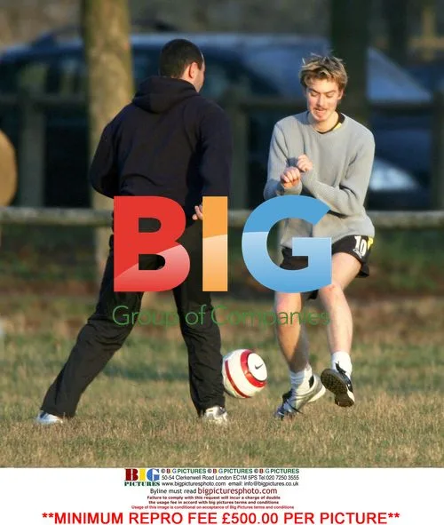 Euan Blair plays football with friends in Paris