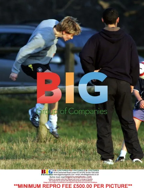 Euan Blair plays football with friends