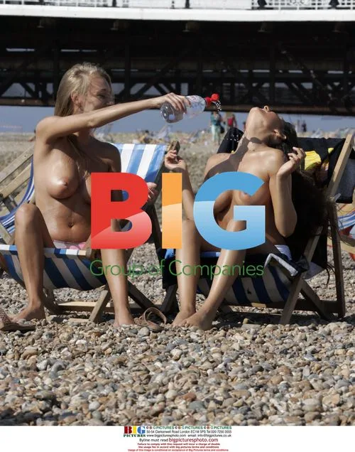 Hayley Marie and Claire strip down on beach