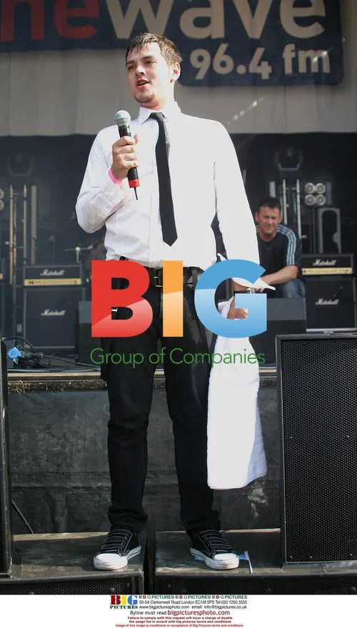 MATT WILLIS on stage at wave party in Swansea
