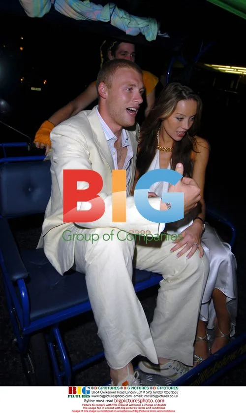 Cricketer Andrew Flintoff leaving Berkley Square Ball