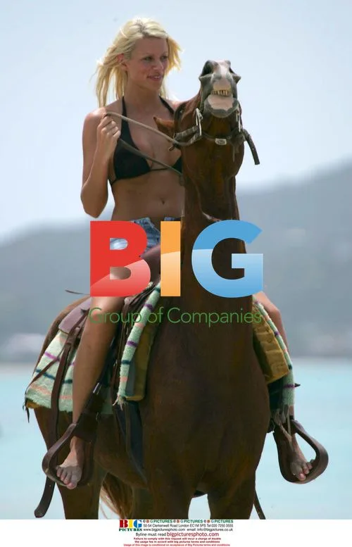 Emma B and Bryan Harvey horse riding in Caribbean