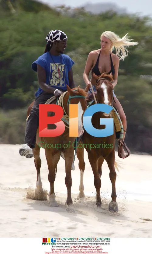 Emma B and Bryan Harvey horse ride in Caribbean
