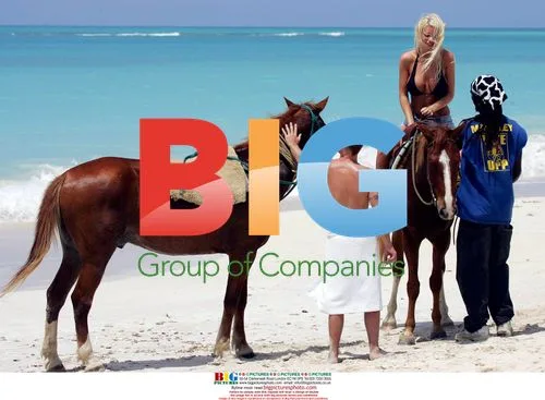 Model Emma B and boyfriend on beach horse ride