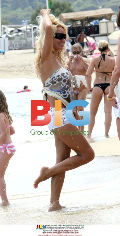 Pamela Anderson and friends at beach